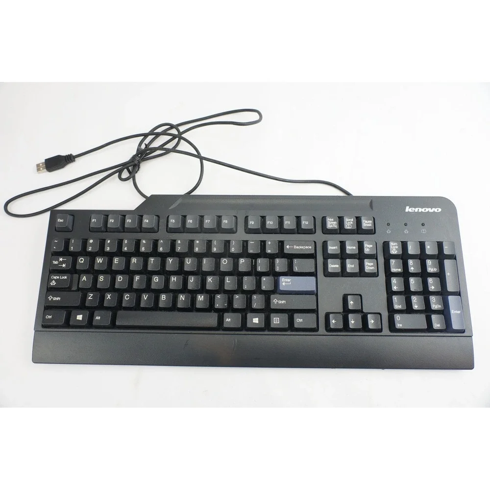Lenovo Keyboard KB1021 PC Mac OS Black Wired USB 104-Key QWERTY‎ Good